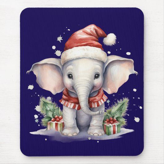 Cute Christmas Elephant マウスパッド (正面)