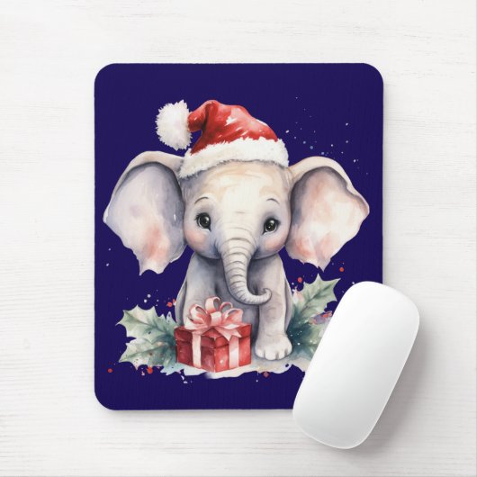 Cute Christmas Elephant マウスパッド (マウス)
