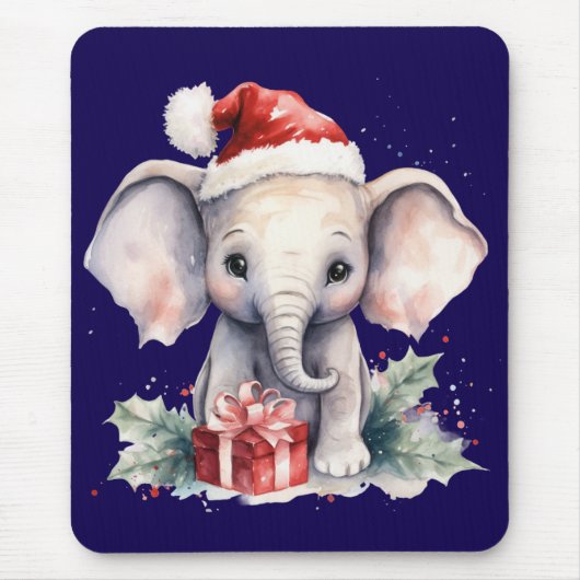 Cute Christmas Elephant マウスパッド (正面)