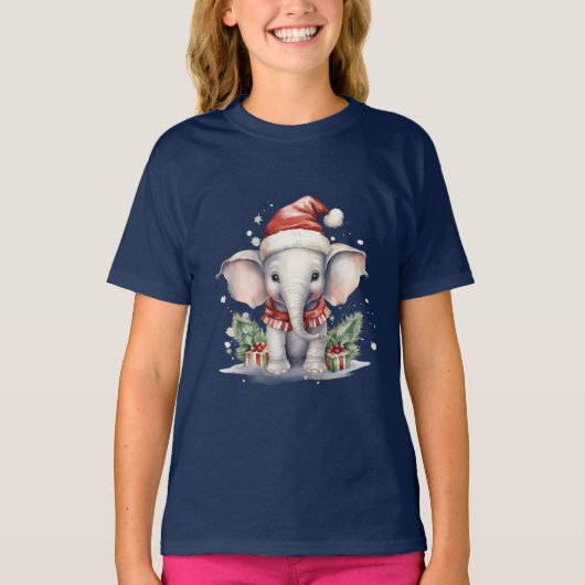 Cute Christmas Elephant Tシャツ (正面)
