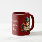 Cute Christmas Elf Holding Merry Sign Red マグカップ (正面右)