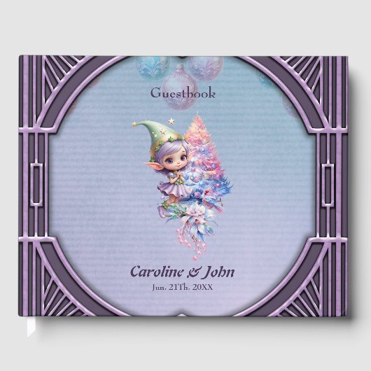 Cute Christmas elf in delicate purple colors ゲストブック (正面)