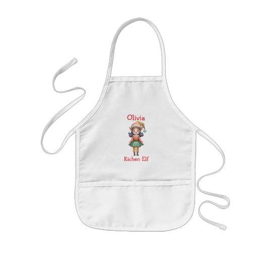 Cute Christmas Elf Personalized 子供用エプロン (正面)