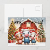 Cute Christmas Farm Animals  ポストカード (正面/裏面)