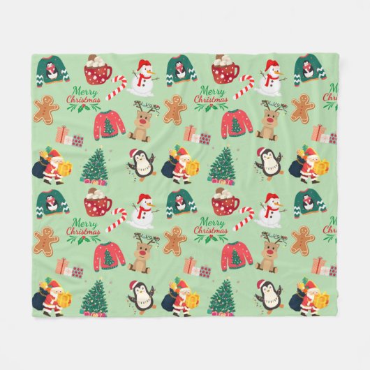 Cute Christmas Fleece Blanket フリースブランケット (正面(横))