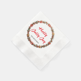 Cute Christmas Floral Wreath Holiday Napkins  縁ありカクテルナプキン