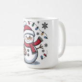 Cute Christmas Football Snowman Holiday Illustrati コーヒーマグカップ (正面右)