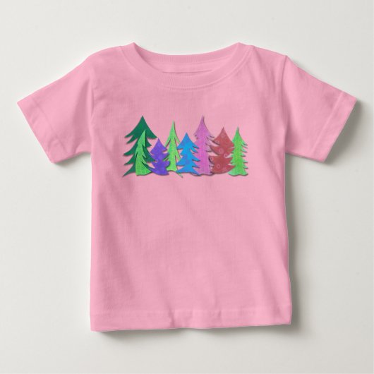 Cute Christmas Forest Colorful ベビーTシャツ (正面)