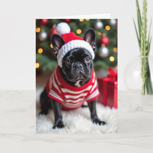 Cute Christmas French Bulldog Card カード (正面)