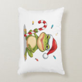 Cute Christmas Frog With Candy Cane - Funny Holida アクセントクッション (正面(垂直))