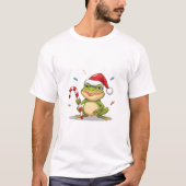Cute Christmas Frog With Candy Cane - Funny Holida Tシャツ (正面)