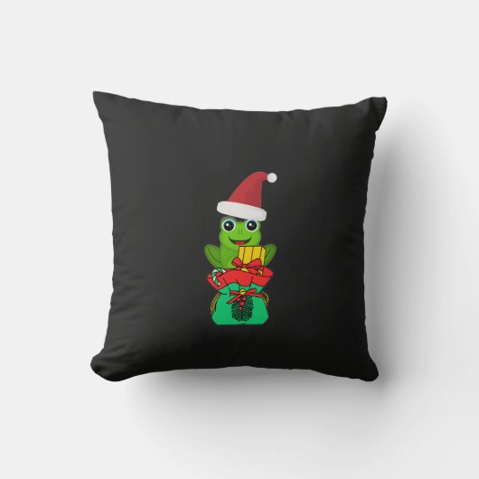 Cute Christmas Frog with Gifts _ Funny Holiday  クッション (正面)