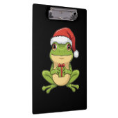 Cute Christmas Frog with Santa Hat Holding  Gift - クリップボード (右)