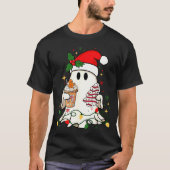 Cute Christmas Ghost Coffee Tree Cake Xmas Lights  Tシャツ (正面)
