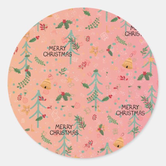 Cute Christmas Gift  ラウンドシール (正面)