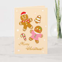 Cute Christmas Gingerbread Custom Holiday Card  シーズンカード
