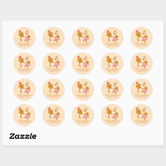 Cute Christmas Gingerbread Personalized Sticker ラウンドシール (シート)