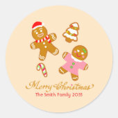 Cute Christmas Gingerbread Personalized Sticker ラウンドシール (正面)