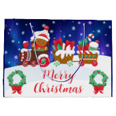 Cute Christmas Gingerbread Train ラージペーパーバッグ (裏面)