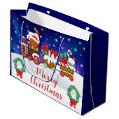 Cute Christmas Gingerbread Train ラージペーパーバッグ (正面アングル)