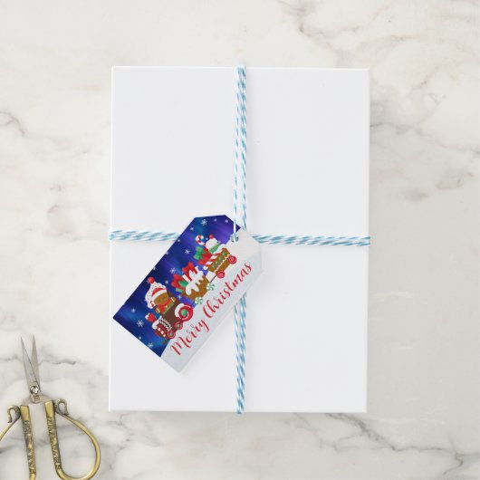 Cute Christmas Gingerbread Train & Presents ギフトタグ (より糸つき)