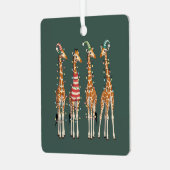 Cute Christmas Giraffe Funny Holiday Animal Lover メタルオーナメント (正面左)