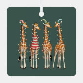Cute Christmas Giraffe Funny Holiday Animal Lover メタルオーナメント (正面)