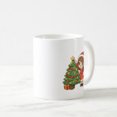 Cute Christmas Girl Decorating Tree Mug コーヒーマグカップ (正面右)