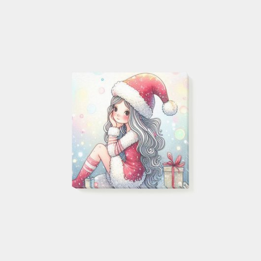 Cute Christmas Girl post-it note ポストイット (正面)