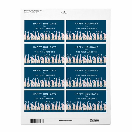 Cute Christmas Gnome Family Blue Personalized  ラベル (フルシート)