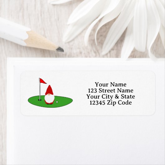 Cute Christmas gnome golf return address labels ラベル (インサイチュ)