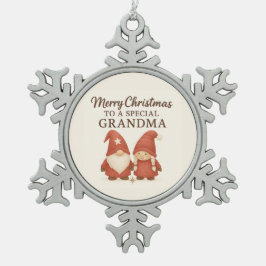 Cute Christmas Gnome Ornament for Grandma  スノーフレークピューターオーナメント