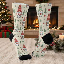Cute Christmas Gnome Pattern Socks ソックス