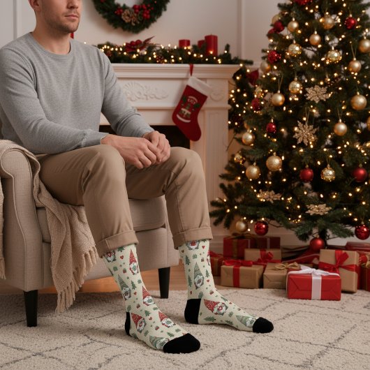 Cute Christmas Gnome Pattern Socks ソックス