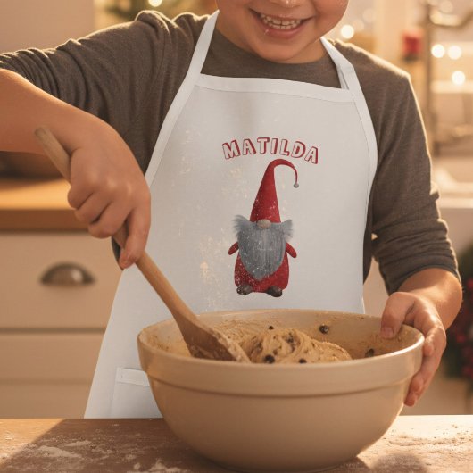 Cute Christmas Gnome Personalized Kids Apron 子供用エプロン