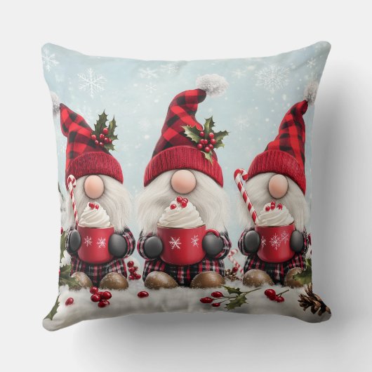 Cute Christmas Gnome Throw Pillow クッション (裏面)