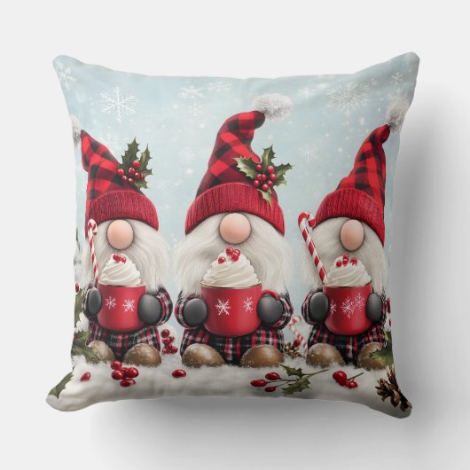 Cute Christmas Gnome Throw Pillow クッション (正面)