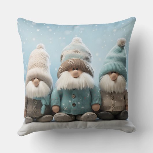 Cute Christmas Gnome Throw Pillow クッション (裏面)