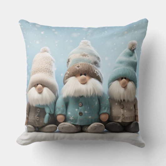 Cute Christmas Gnome Throw Pillow クッション (正面)