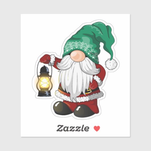 Cute Christmas Gnome with Bright Lantern Character シール (シート)