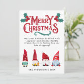 Cute Christmas Gnomes Custom Greetings and Photo シーズンカード (スタンド正面)