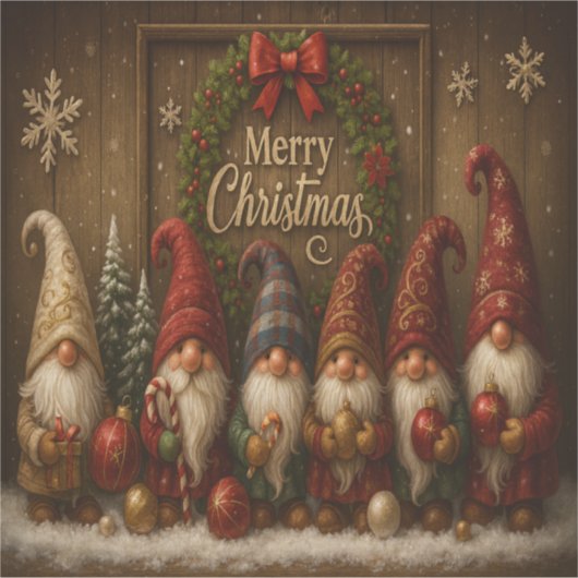 Cute Christmas Gnomes Merry シール (正面)