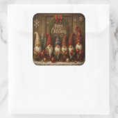 Cute Christmas Gnomes Merry スクエアシール (バッグ)