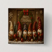 Cute Christmas Gnomes Merry 缶バッジ (正面)