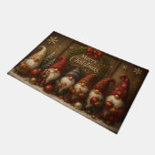 Cute Christmas Gnomes Merry Doormat ドアマット (アングル)