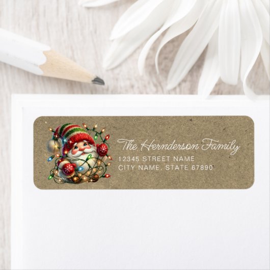 Cute Christmas Gnomes Return Address Labels ラベル (インサイチュ)