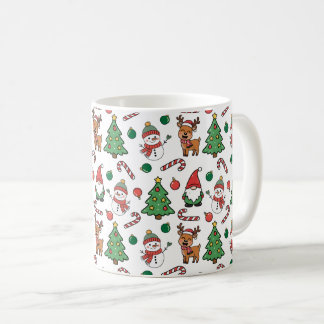 Cute Christmas Gnomes Snowmen Reindeer and Candy コーヒーマグカップ