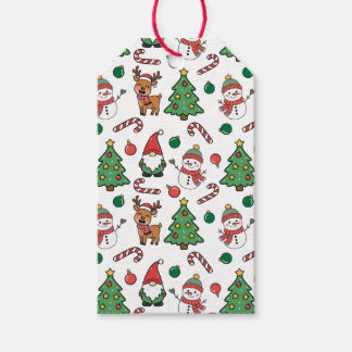 Cute Christmas Gnomes Snowmen Reindeer and Candy C ギフトタグ
