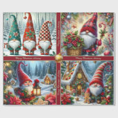 Cute Christmas Gnomes Wrapping Paper with Text ラッピングペーパー (フラット)