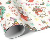 Cute Christmas Goose Illustration Pattern Ivory ラッピングペーパー (ロールコーナー)